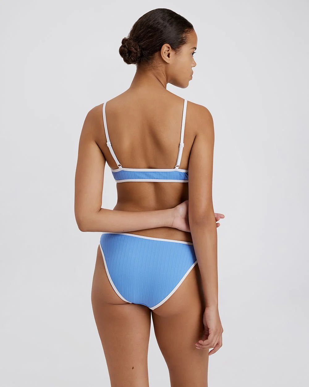 The Rachel Ribbed Bikini Bottom in Marina Blue | Solid & Striped
