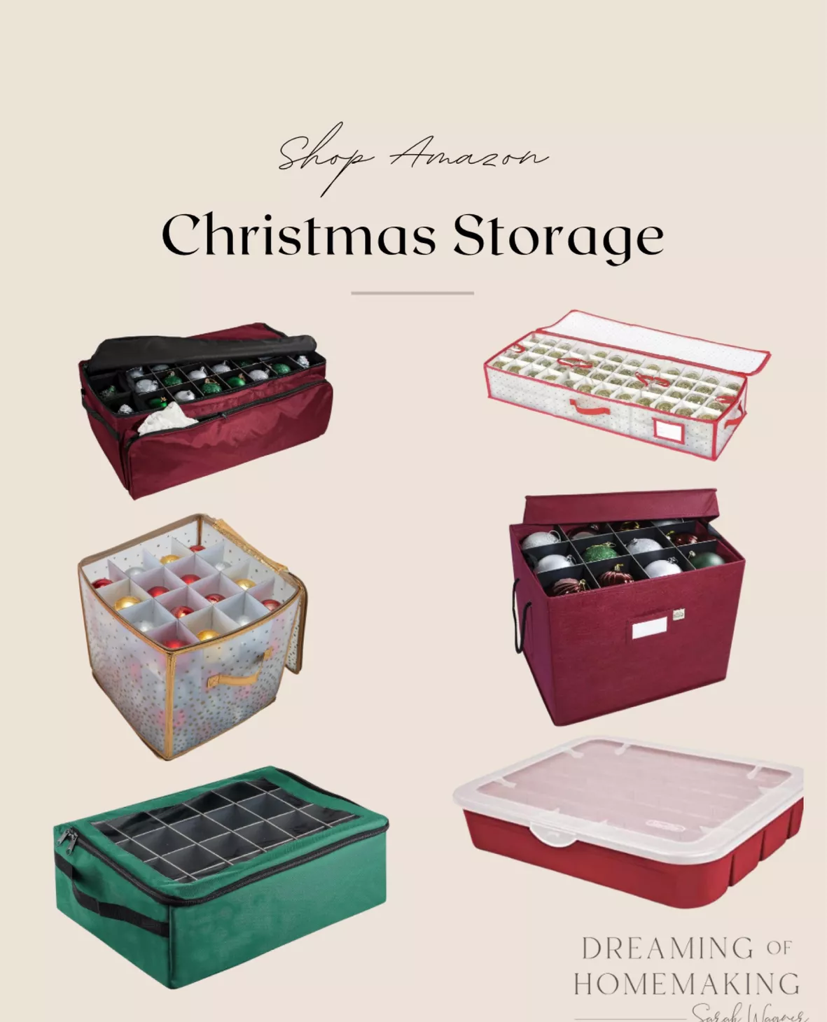  Underbed Christmas Ornament Storage Box Zippered