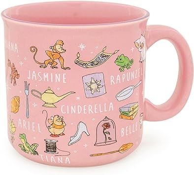 Disney Princess Icons Ceramic Camper Mug | BPA-Free Travel Coffee Cup For Espresso, Caffeine, Coc... | Amazon (US)