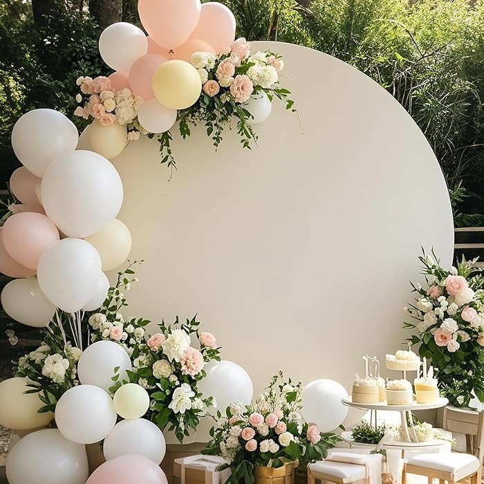 7.2ft Ivory Round Arch Backdrop Cover Circle Backdrop Cover for Birthday Wedding Baby Shower Home... | Amazon (US)