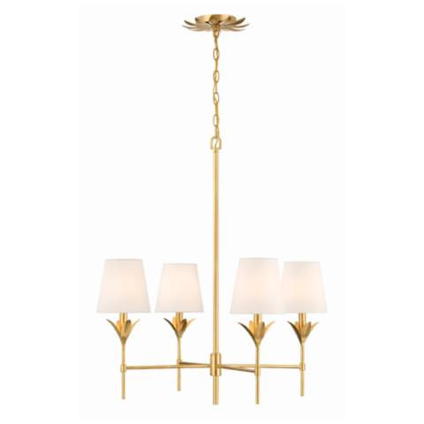 Crystorama Broche 28" Wide Antique Gold 4-Light Chandelier | Lamps Plus