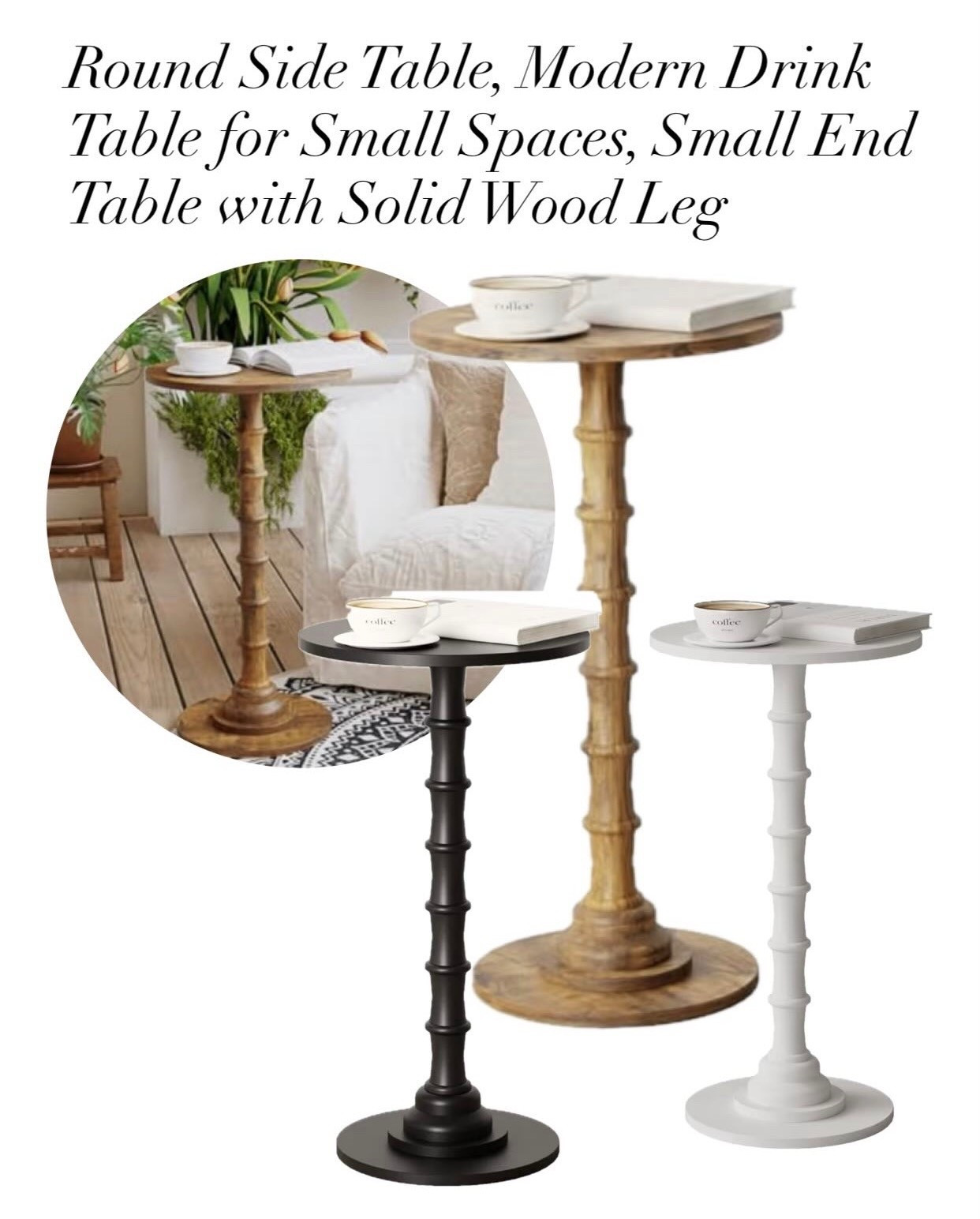 Round Side Table, Modern Drink Table for Small Spaces, Small End Table with Solid Wood Leg

#LTKFindsUnder50 #LTKFindsUnder100 #LTKHome