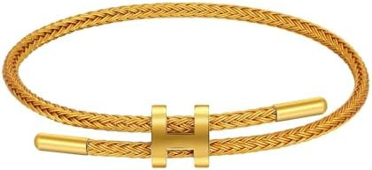 AIMADE Bracelets for Women Adjustable Charm Bracelet, 18k Gold-plated Buckle Design Titanium Stee... | Amazon (US)