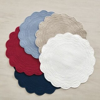 Marseille Linen Round Quilted Placemats - Set of 4 | Ballard Designs, Inc.