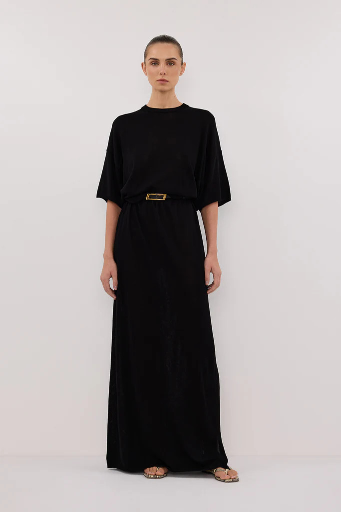JACKI BLACK OVERSIZED SLEEVED KNIT MAXI DRESS | DISSH