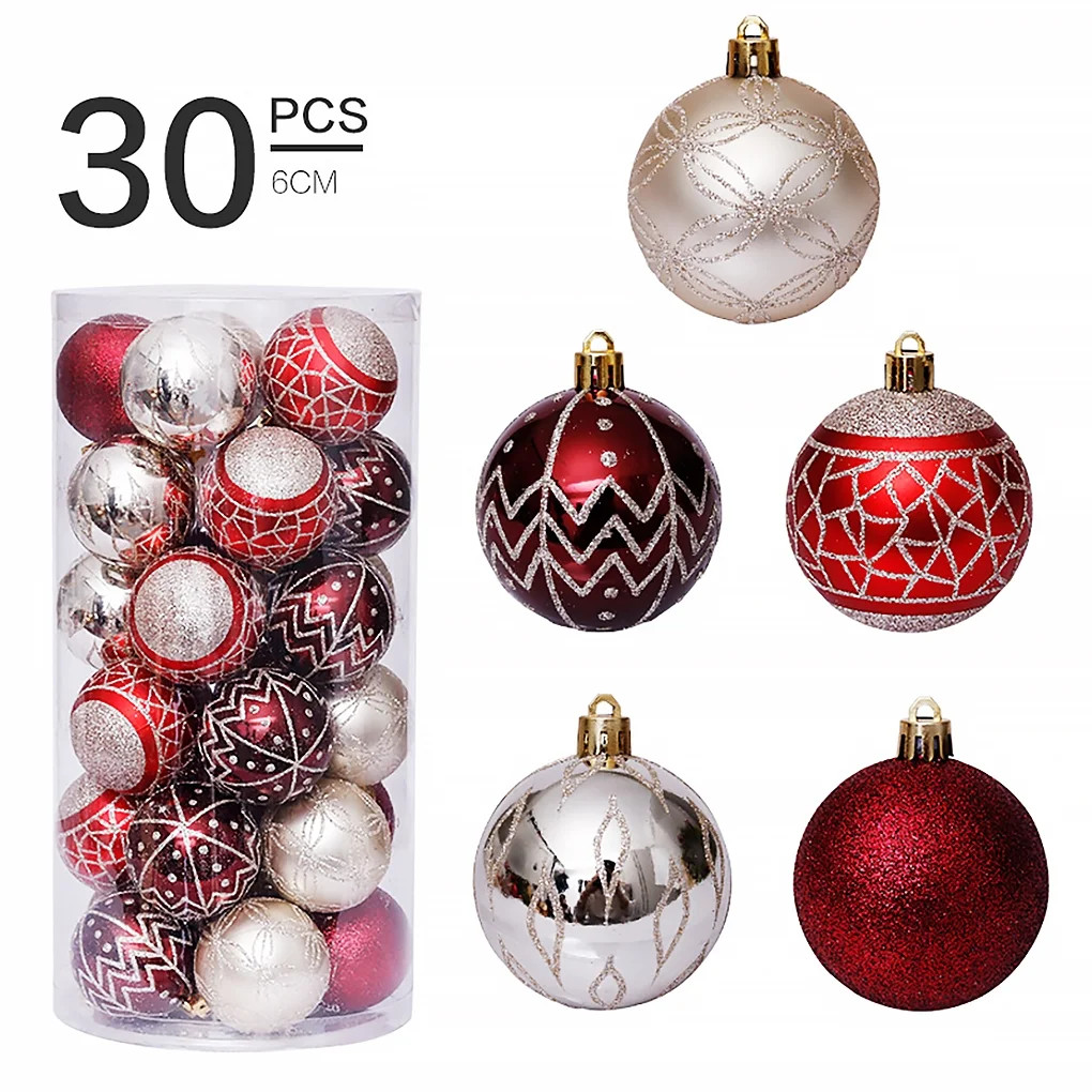 TureClos 30pcs Christmas Tree Ball 3cm Bauble Home Office Hotel Christmas Tree Hanging Plastic Ba... | Walmart (US)