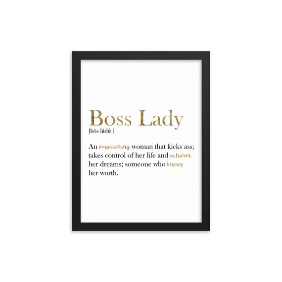 Gold Boss Lady Definition | Gold Office Decor | Boss Gift | Framed Office Decor | Etsy (US)
