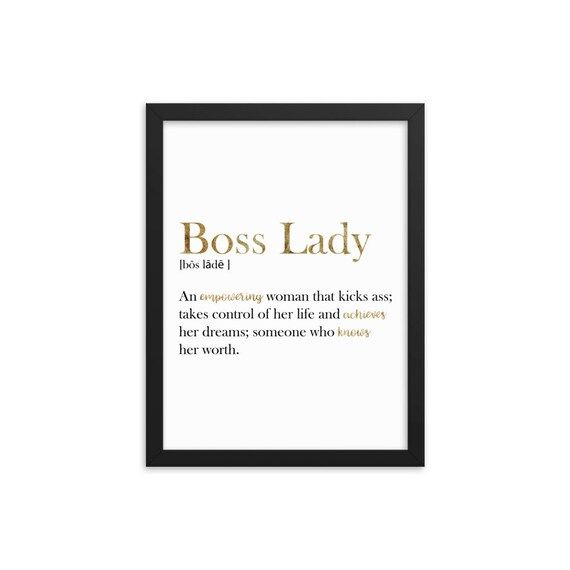 Gold Boss Lady Definition | Gold Office Decor | Boss Gift | Framed Office Decor | Etsy (US)