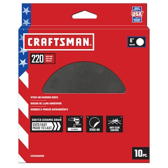 CRAFTSMAN 6 In PSA Cer Discs 220 Grit 10pk 10-Piece Ceramic Alumina 220-Grit Disc Sandpaper Lowes... | Lowe's