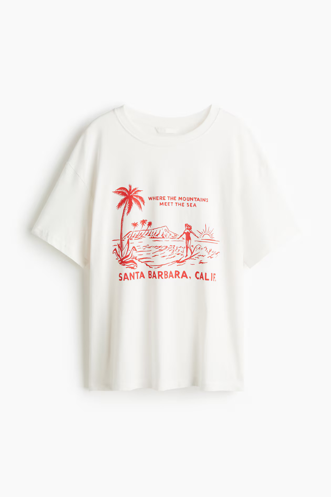 Oversized T-shirt - White/Santa Barbara - Ladies | H&M GB | H&M (UK, MY, IN, SG, PH, TW, HK)