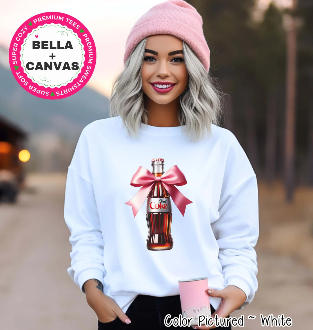 Coquette Diet Coke Sweatshirt, Pink Bow Diet Coke Shirt, Preppy Pink Bow Tee, Trendy Soda Tee, Fu... | Etsy (US)
