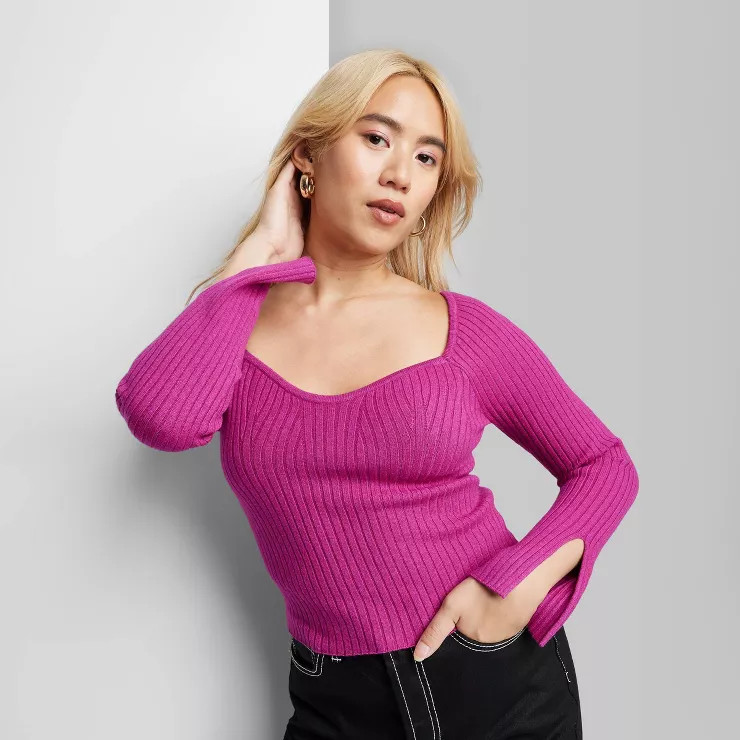 Women's Sweetheart Neck Fitted Pullover Sweater - Wild Fable™ | Target