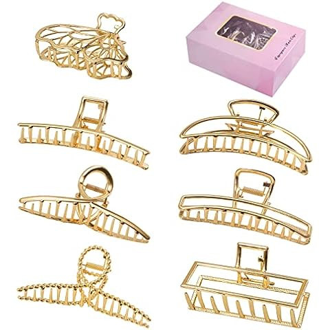 Laicky 5 Pack Hair Clips Larger Metal Hair Claw Clips 4 Inch Nonslip Hair Crab Elegant Alloy Gold... | Amazon (CA)