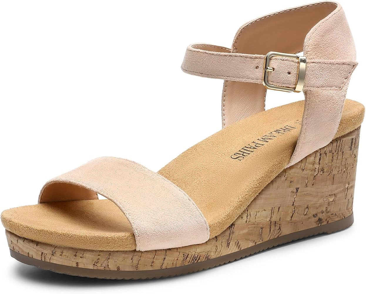 DREAM PAIRS Women's Open Toe Buckle Ankle Strap Platform Wedge Sandals | Amazon (US)