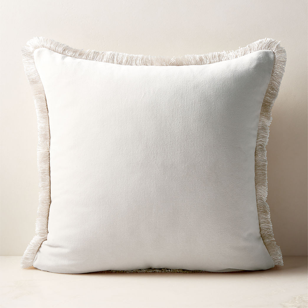 Bettie Warm White Velvet Throw Pillow with Down-Alternative Insert 23'' + Reviews | CB2 | CB2