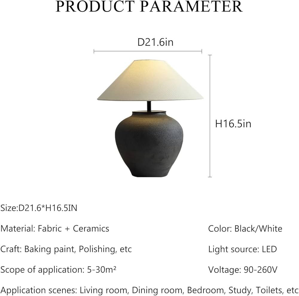 CEKUXPS Rustic Farmhouse Table Lamps, Black 21.6” Tall Ceramic Table Lamp, Simple Textured Cera... | Amazon (US)