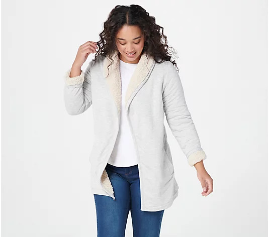 Koolaburra by UGG French Terry Cardigan with Sherpa Lining - QVC.com | QVC