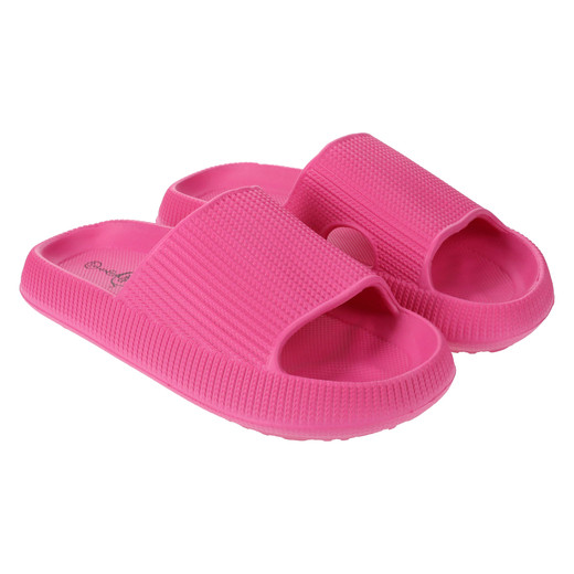ladies pink puff slide sandals | Five Below