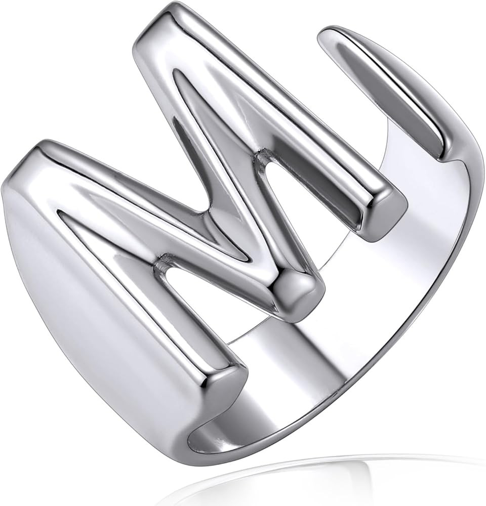 KeyStyle Bold Initial Letter Rings Adjustable, GoldChic Jewelry Women Gold Statement Ring Persona... | Amazon (US)