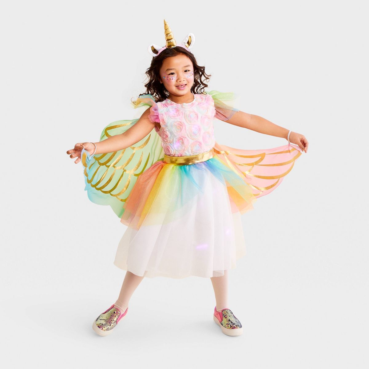 Kids' Light Up Rainbow Unicorn Halloween Costume Dress with Headpiece - Hyde & EEK! Boutique™ | Target