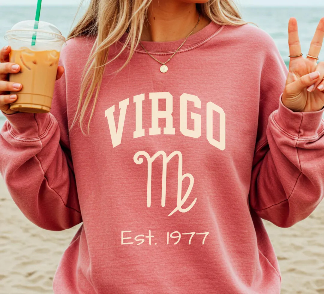 Custom Virgo Zodiac Sweatshirt, Comfort Colors Astrology Crewneck, Minimalist Horoscope Birthday ... | Etsy (US)