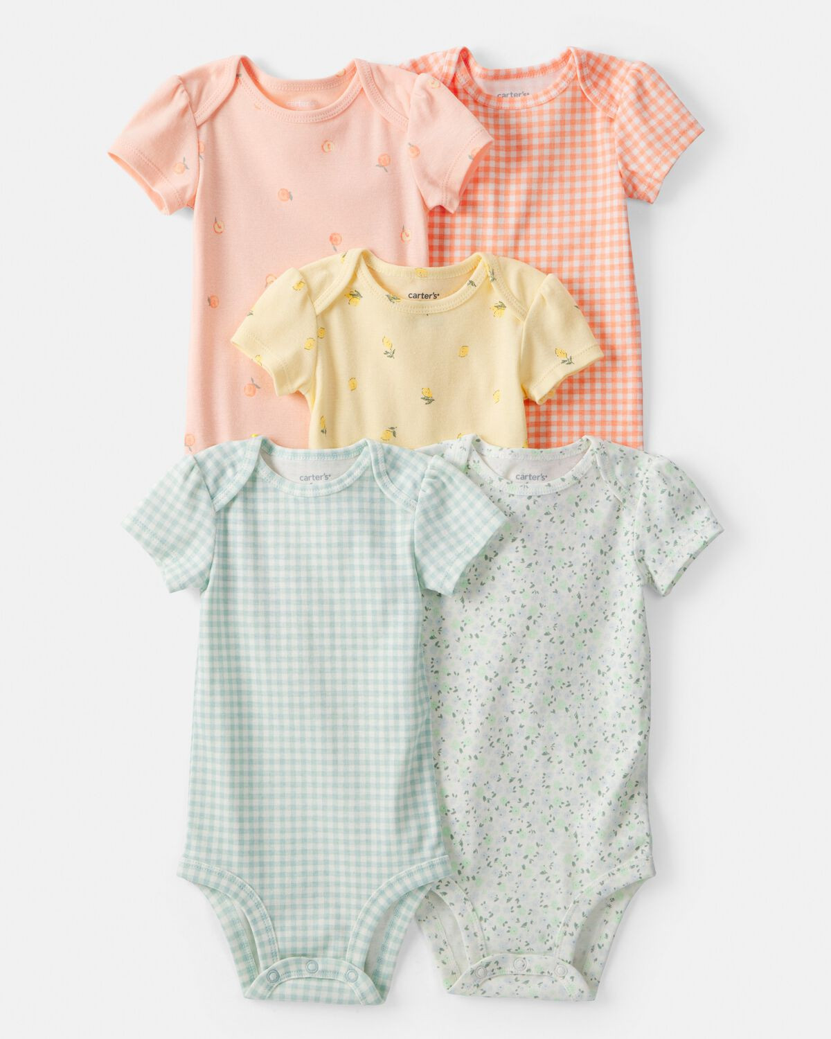 Baby Girl 5-Pack Fruit Multipack Bodysuits - Orange/Green/Yellow | Carter's | Carter's Inc