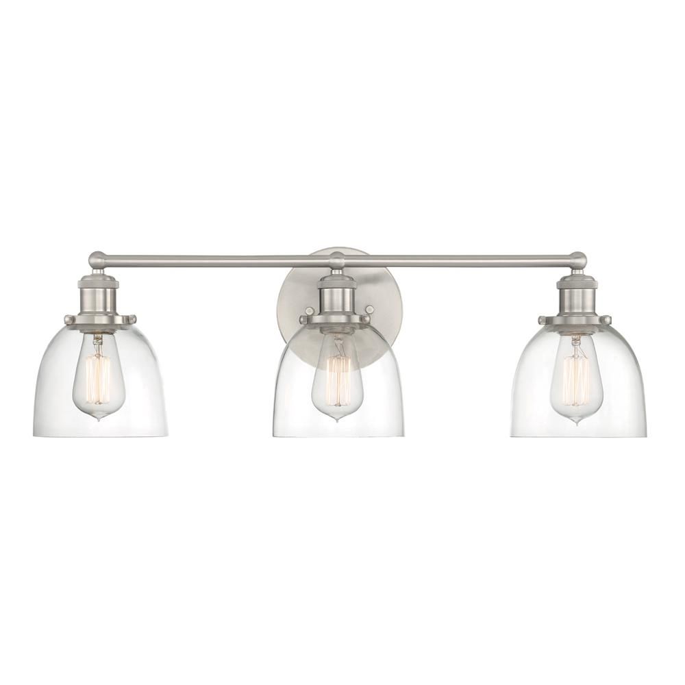 Evelyn 3-Light Brushed Nickel Vanity Light | The Home Depot