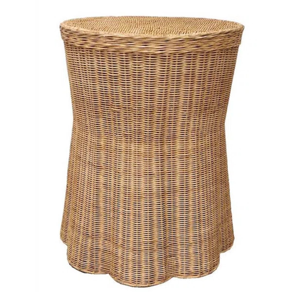 SCALLOPED WICKER STOOL TABLE | Wayfair Professional