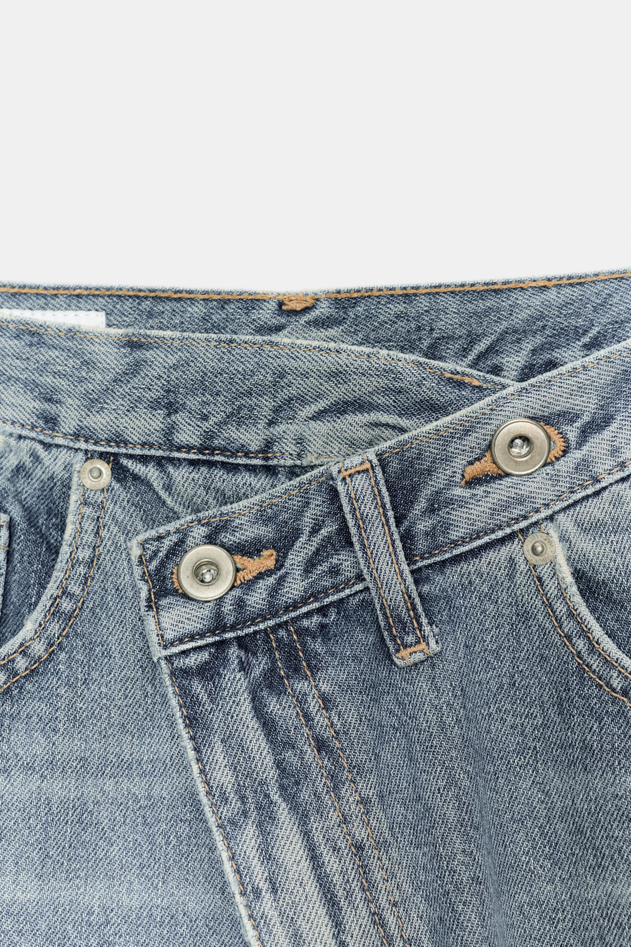 TRF WIDE-LEG HIGH-WAIST JEANS WITH CROSSOVER WAIST | Zara UK