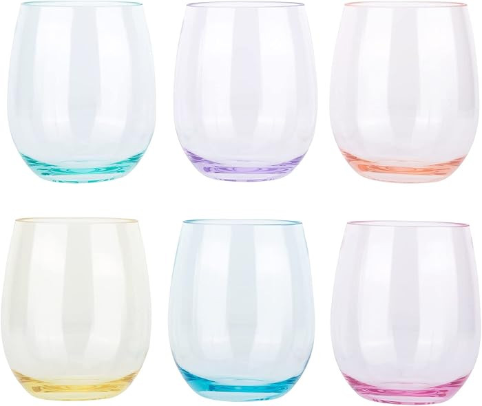 KOXIN-KARLU Classic 18-ounce Acrylic Stemless Wine Glasses, Unbreakable Mixed Drinkware Plastic T... | Amazon (US)