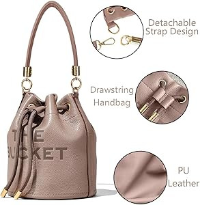 The Bucket Bag for Women Pu Leather Drawstring Handbag Tote Hobo Handbag Crossbody Bag Soft Adjus... | Amazon (US)