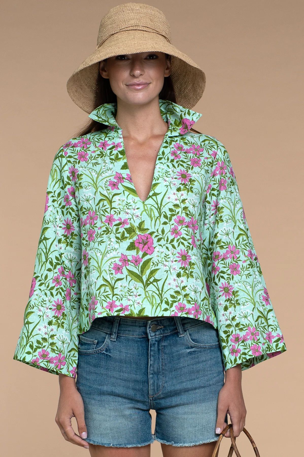 Taylor Top in Bouquet Toss Honeydew | Olivia James The Label