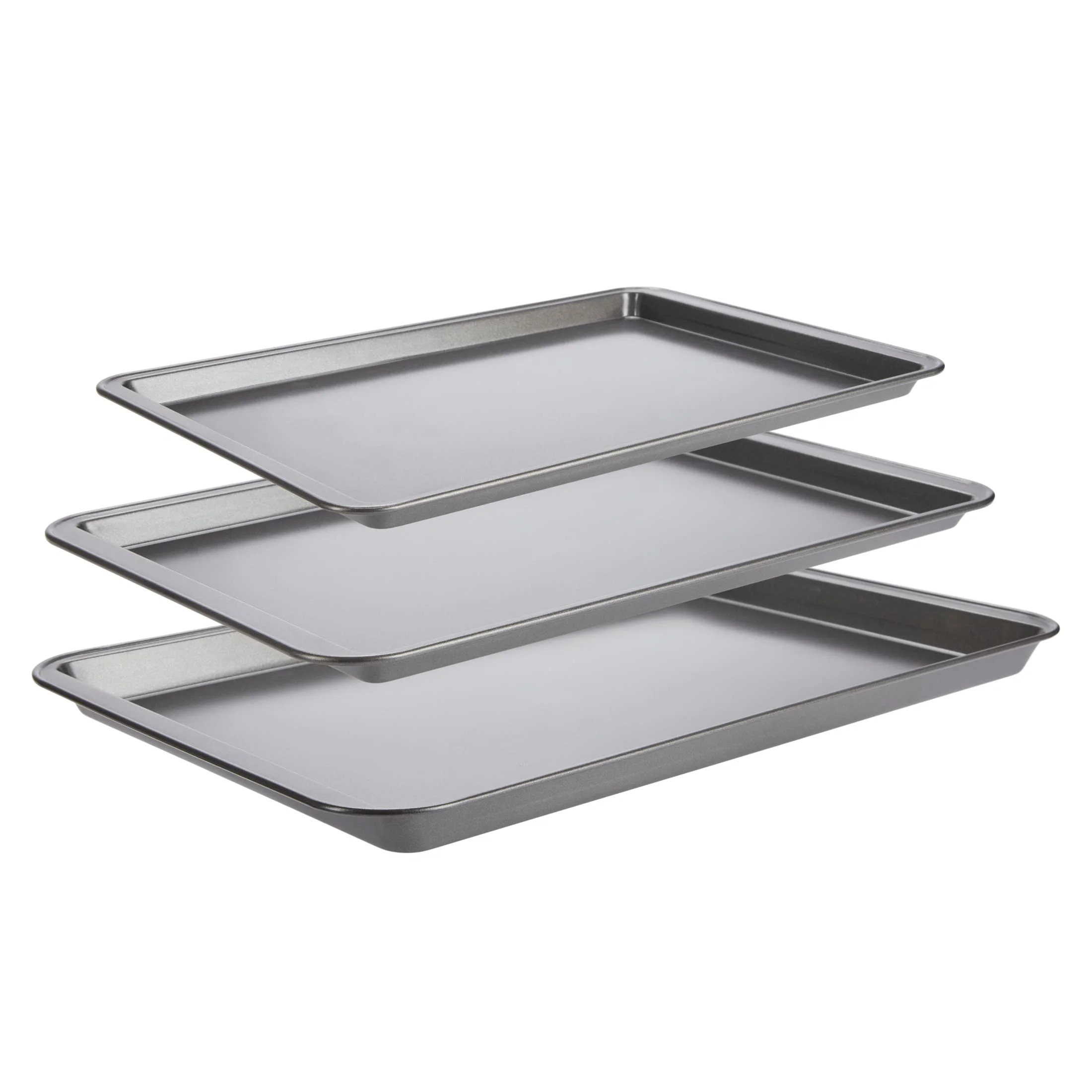 GoodCook PRO Nonstick Steel 3pc Baking Sheet Set , 17" x 11", 15" x 10" and 9" x 13", Gray | Walmart (US)