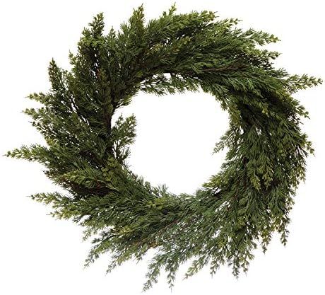 Creative Co-Op 32" Round Faux Cedar Wreath Wall Decor, Multi | Amazon (US)