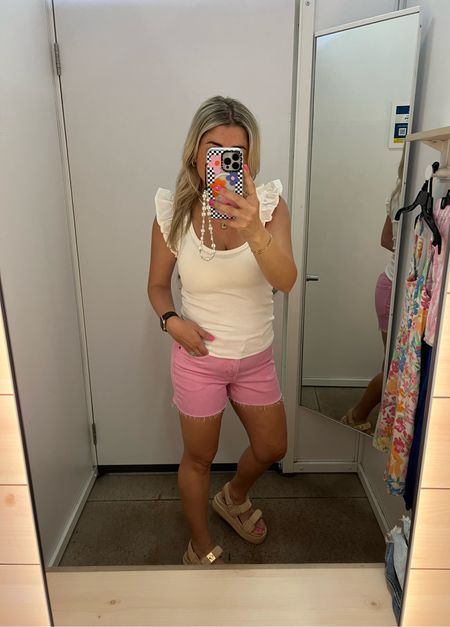 Outfit on sale
Tank xs
Pink denim shorts tts
Sandals up 1/2 a size 
Old navy haul

#LTKfindsunder100 #LTKsalealert #LTKshoecrush