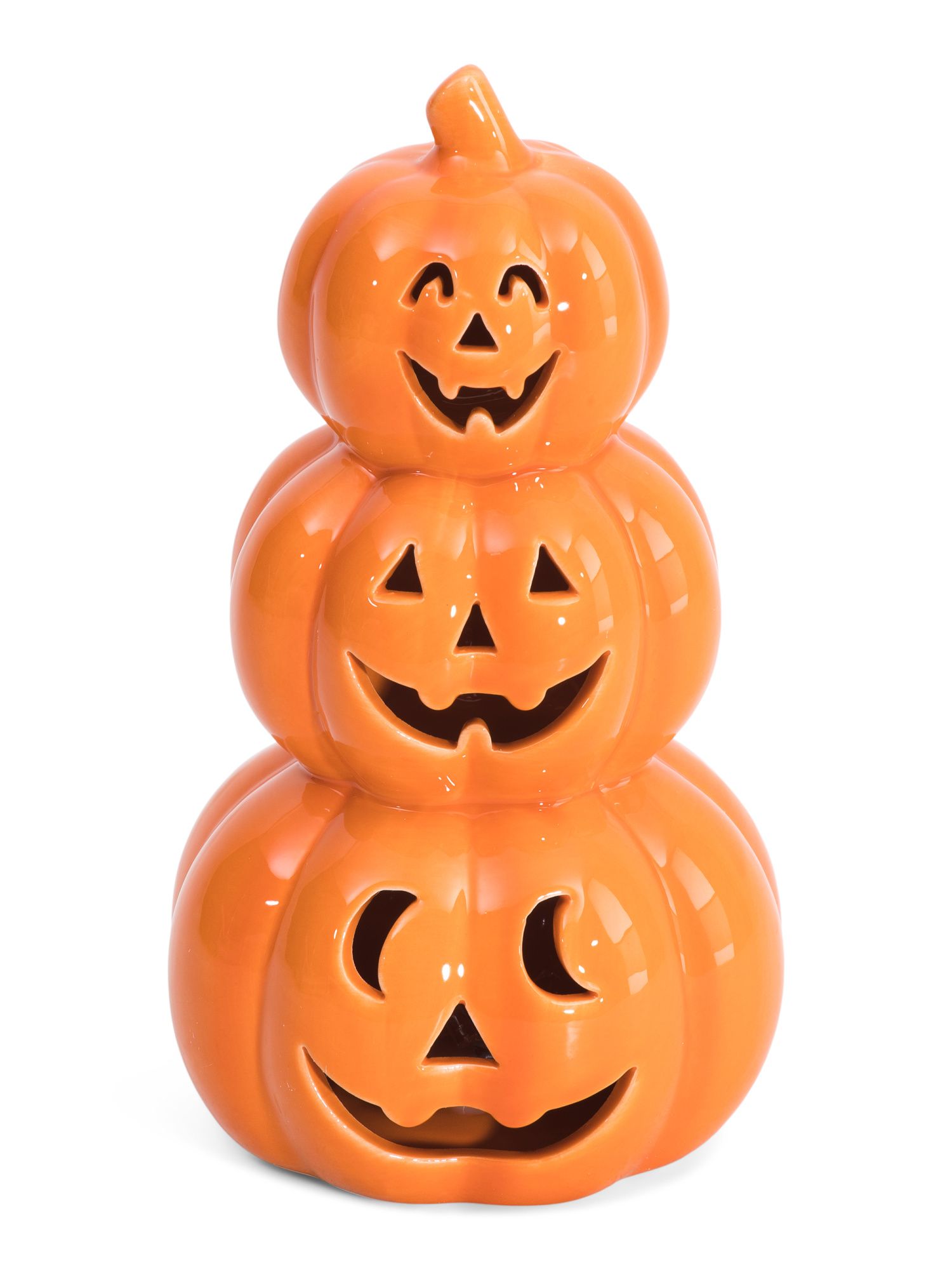 8.75in Led Stacked Orange Jack O'lantern | TJ Maxx