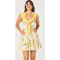 ASTR the Label | Reina Paradise Print A-Line Mini Dress in Lemon paradise |  Size L | ASTR The Label (US)