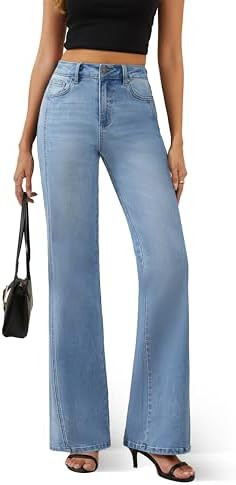 FLYING BANANA Women's Wide Leg Jeans High Waisted Strechy Jeans | Amazon (US)