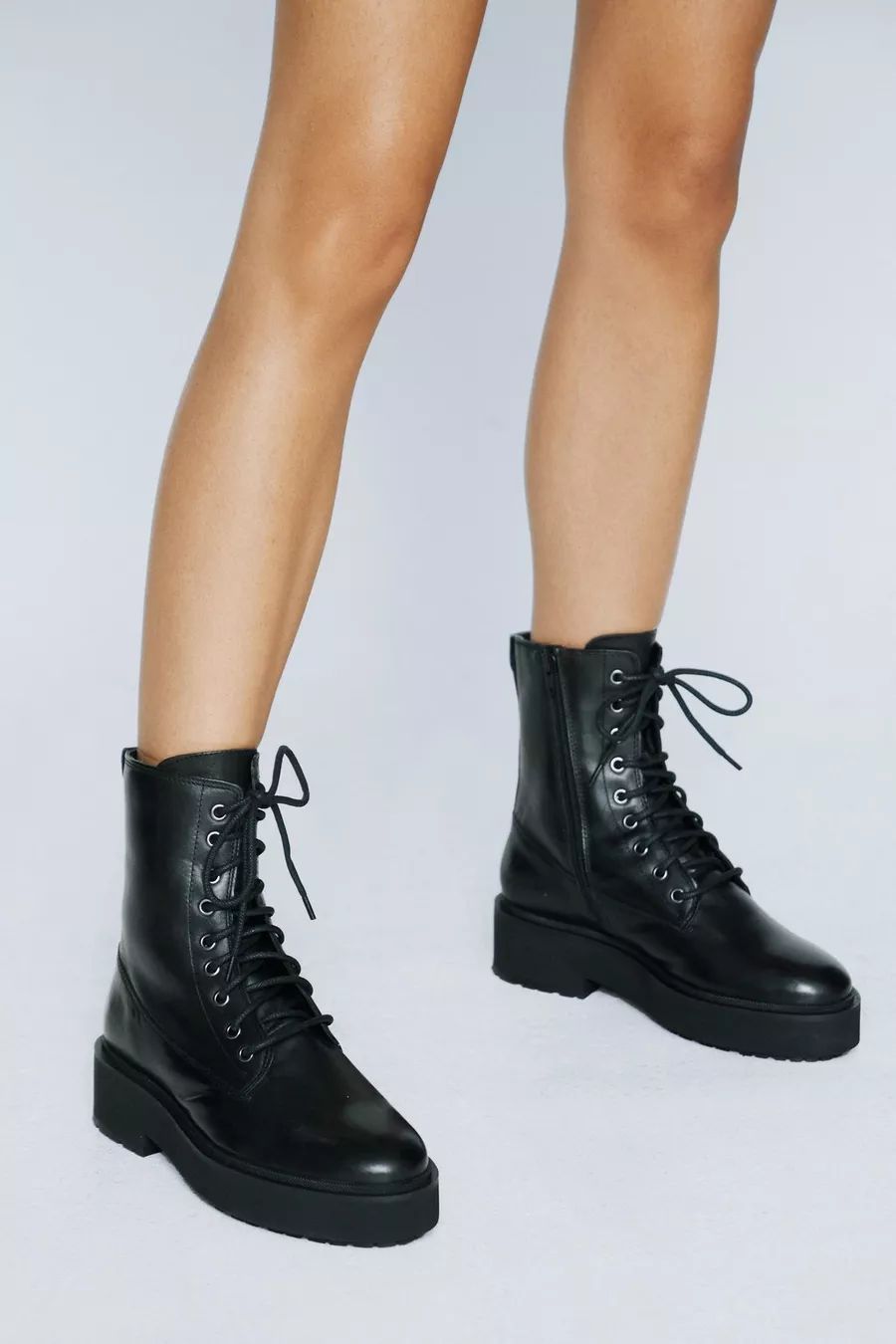 Real Leather Lace Up Biker Boot | Nasty Gal UK (+IE)
