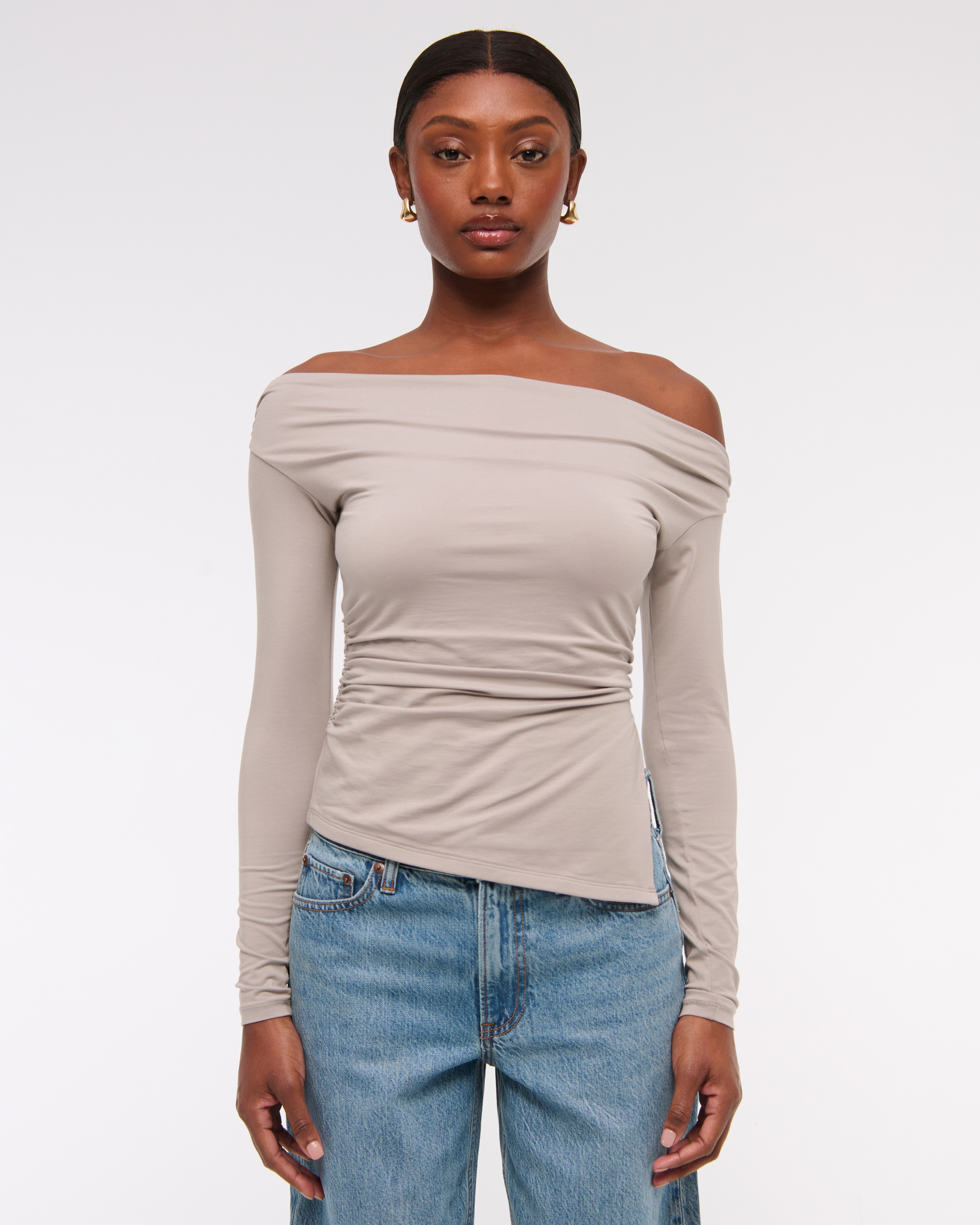 Off-The-Shoulder Draped Top | Abercrombie & Fitch (US)