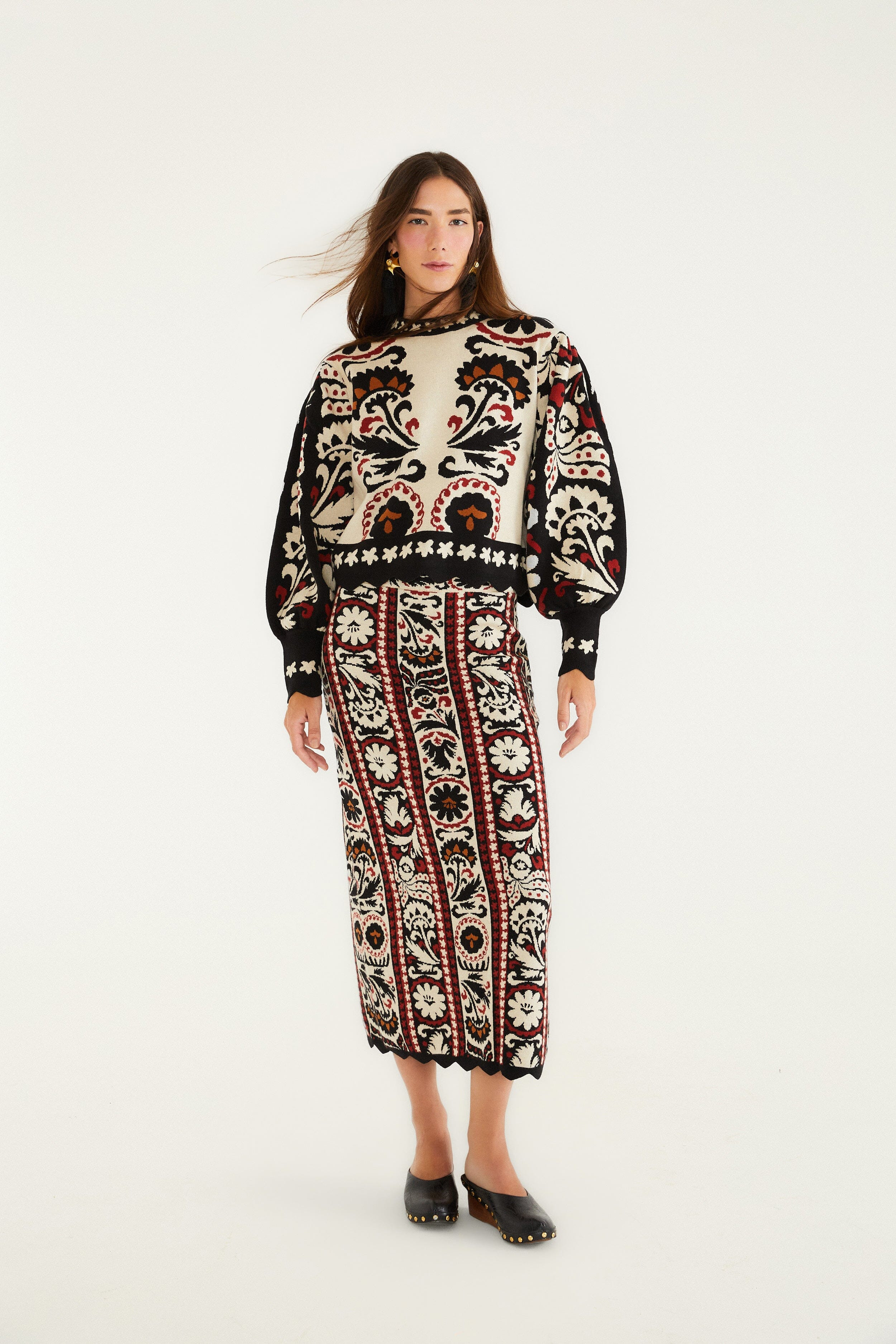 Stripes Winter Tapestry Knit Skirt | FARM Rio | FarmRio (US)