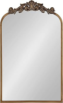 Kate and Laurel Arendahl Traditional Arch Mirror, 19" x 30.75", Gold, Baroque Inspired Wall Decor | Amazon (US)