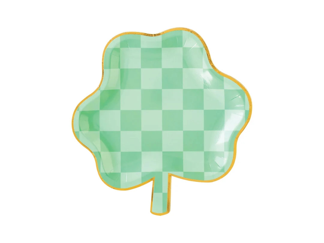 Checkered Green Shamrock Dessert Plates 8ct St. Patrick's Day Party Lucky One First Birthday Luck... | Etsy (US)