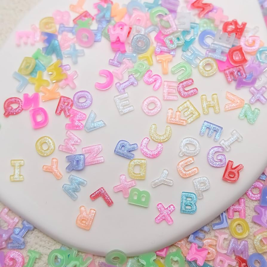 Letter Nail Art Charms Random Candy Color Letter Resin Nail Rhinestones Kawaii Summer Flatback Al... | Amazon (US)