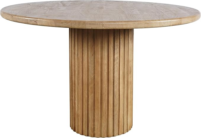 Breck Solid Wood 48" Round Mid-Century Modern Fluted Pedestal Dining Table | Amazon (US)