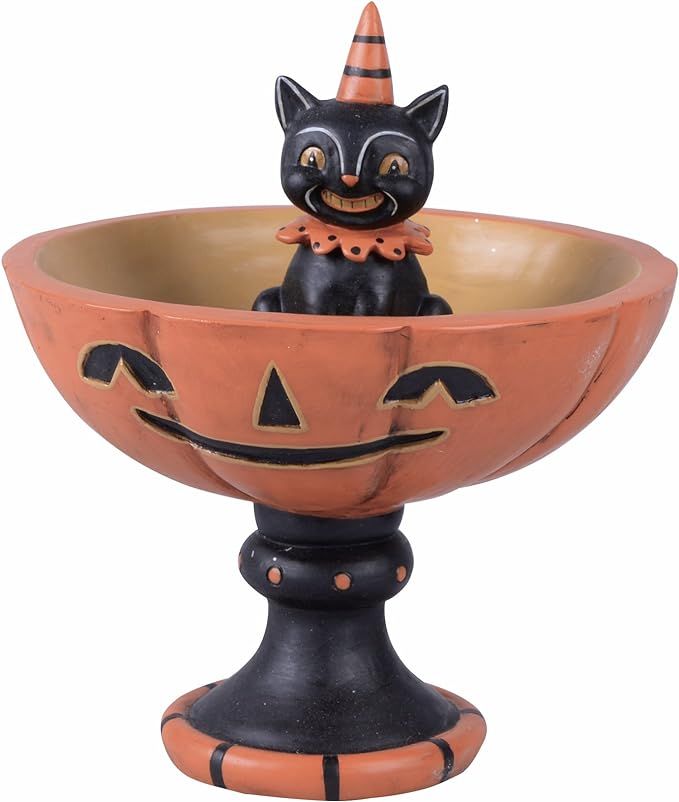Vintage Retro Black Cat Halloween Candy Bowl Decorative Treat Dish On Stand - Fall Tableware Home... | Amazon (US)