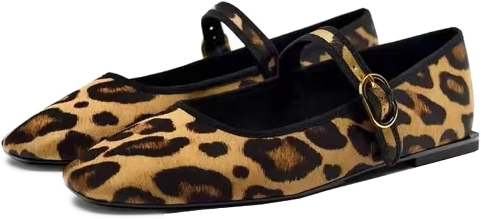 Kluolandi Womens Mary Jane Flats Ballet Flats with Strap Leopard Print Comfortable Soft Square To... | Amazon (US)