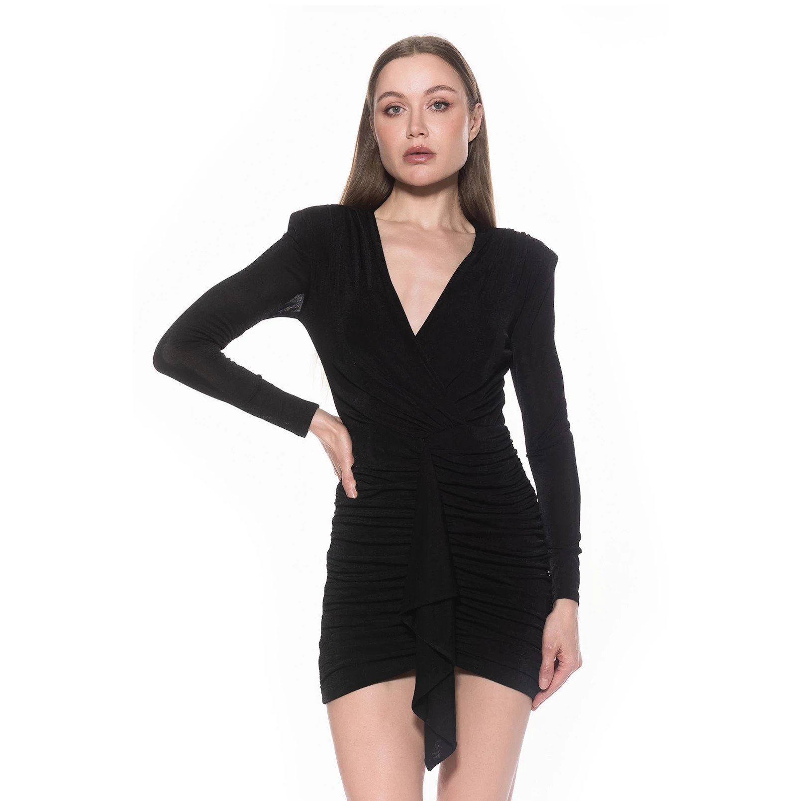 Women's ALEXIA ADMOR Long Sleeve V-Neck Draped Skirt Dress | Kohl's