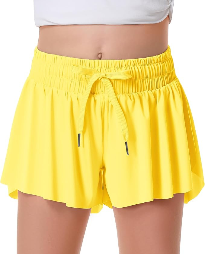 Girls Flowy Shorts Butterfly Shorts for Kids with Pocket 2-in-1 Athletic Shorts Running Shorts fo... | Amazon (US)