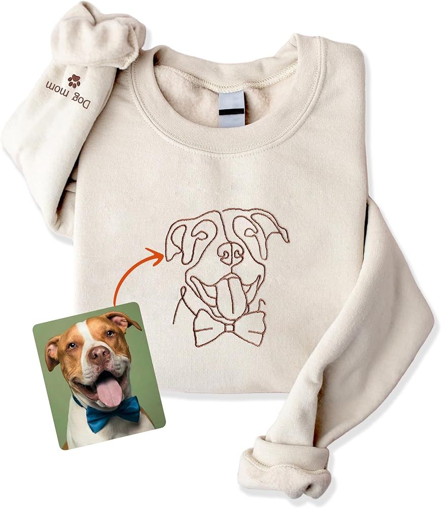 NAZENTI Embroidered Dog Mom Sweatshirt, Custom Dog Sweatshirt, Custom Hoodie Design Your Own, Cus... | Amazon (US)